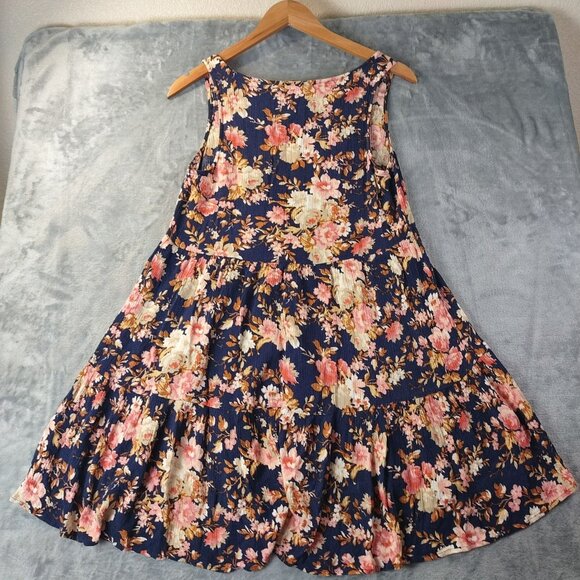 American Eagle Women’s S Floral Dress Navy Pink Sleeveless Boho Cottagecore - Picture 3 of 9
